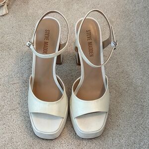 Steve Madden Cream Platform Wedding Heels